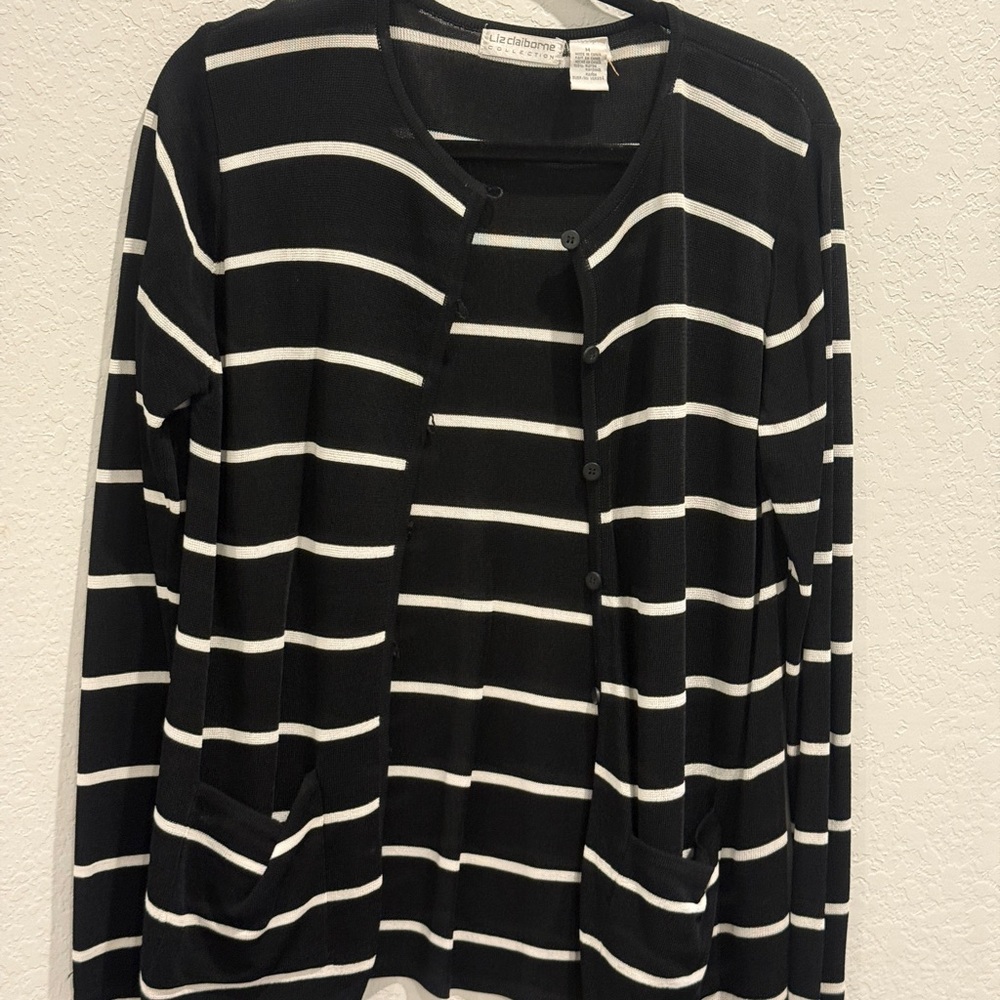 Liz Claiborne Black and White Striped Blouse